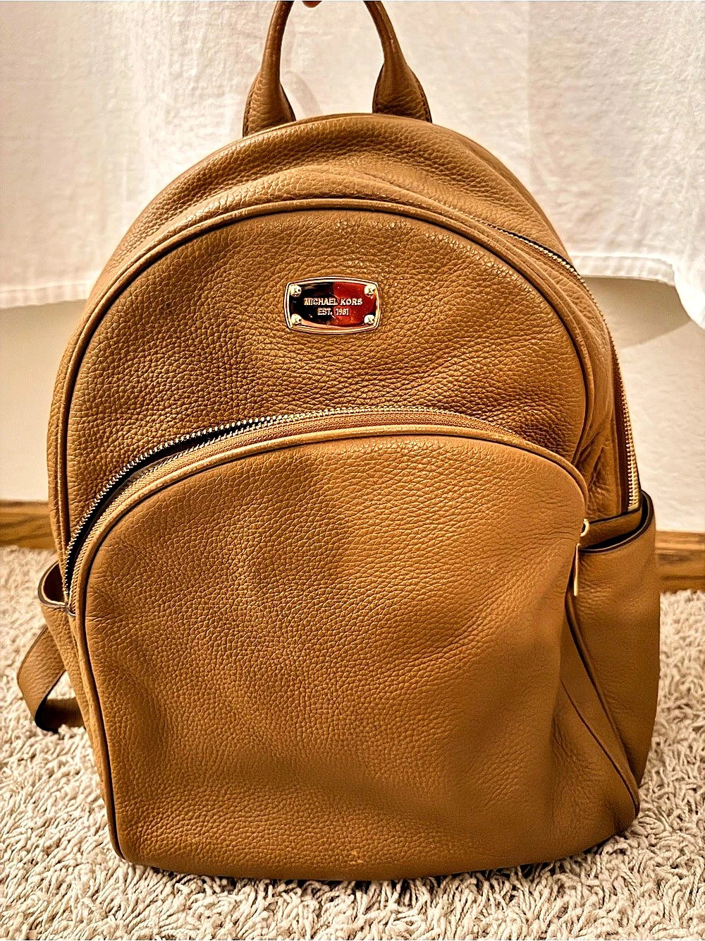 Michael Kors Rhea Medium Pebbled Leather Backpack Brown